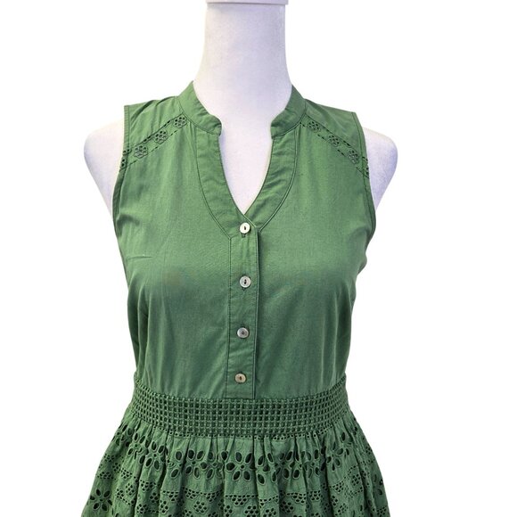 Anthropologie Wolven Sleeveless Fit and Flare Eyelet Detail Dress Size 2 - Picture 4 of 9